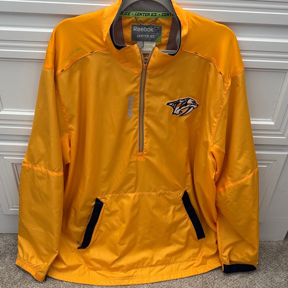 Reebok Center Ice Collection NHL Nashville Predators Qtr Zip PlayDry Pullover